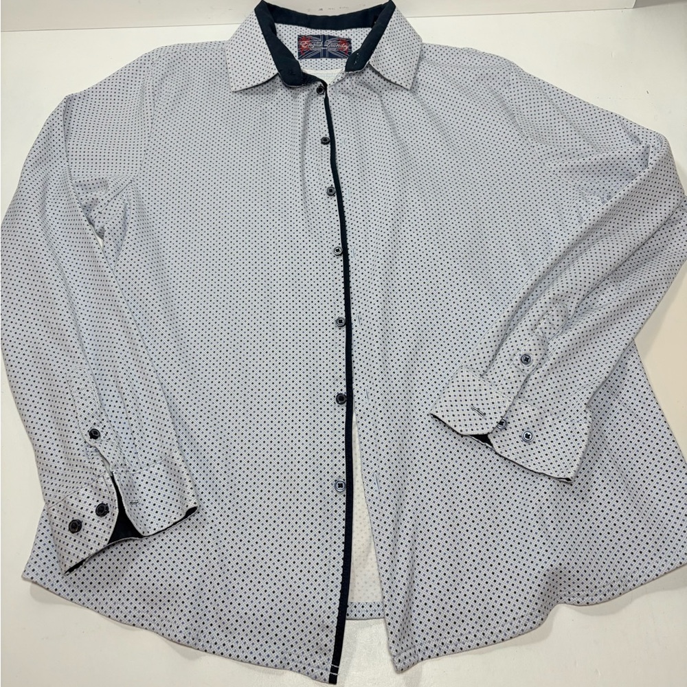 Soft English Laundry White and Navy Patterned Shirt